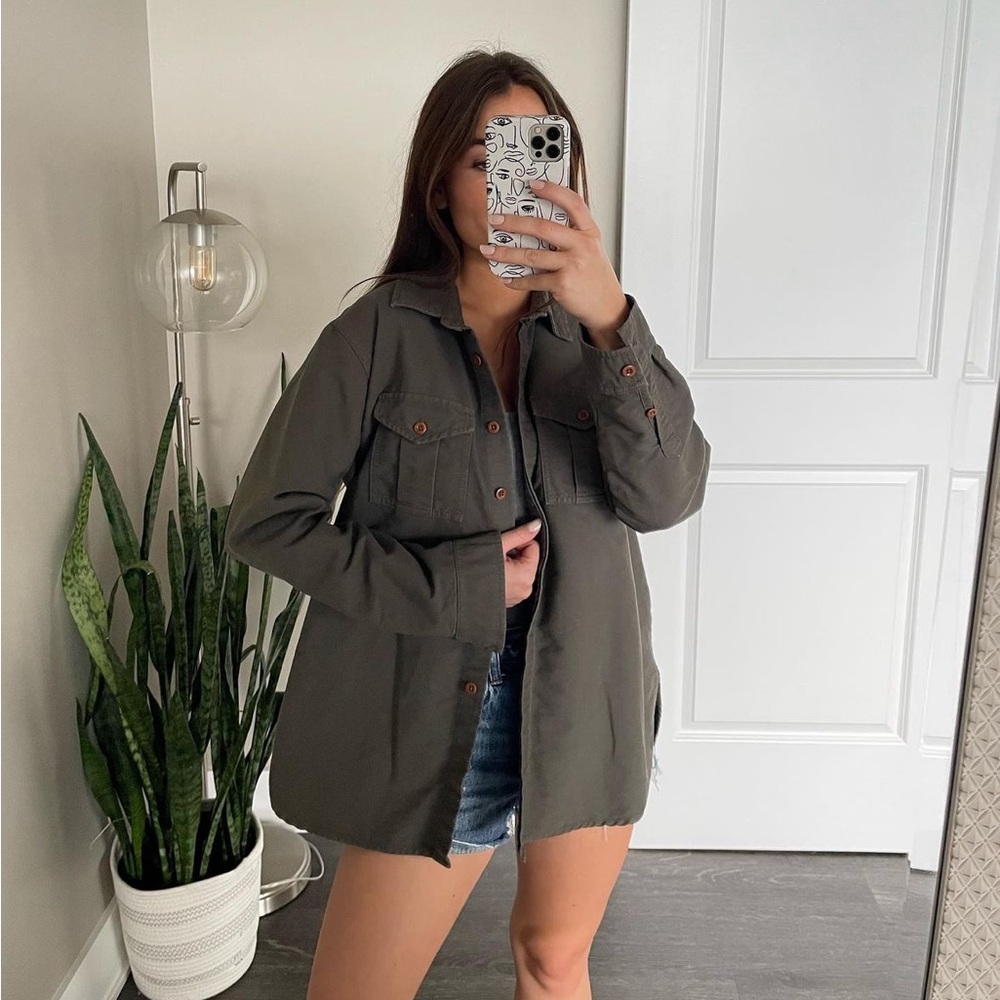 dark green madewell shacket